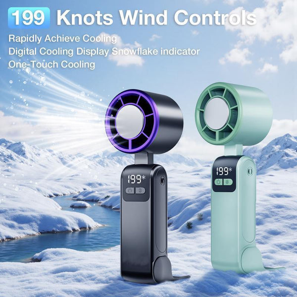 Instant Cooling Handheld Fan - USB-C Fast Charge, 5 Speeds & 15H Battery for Travel, Office