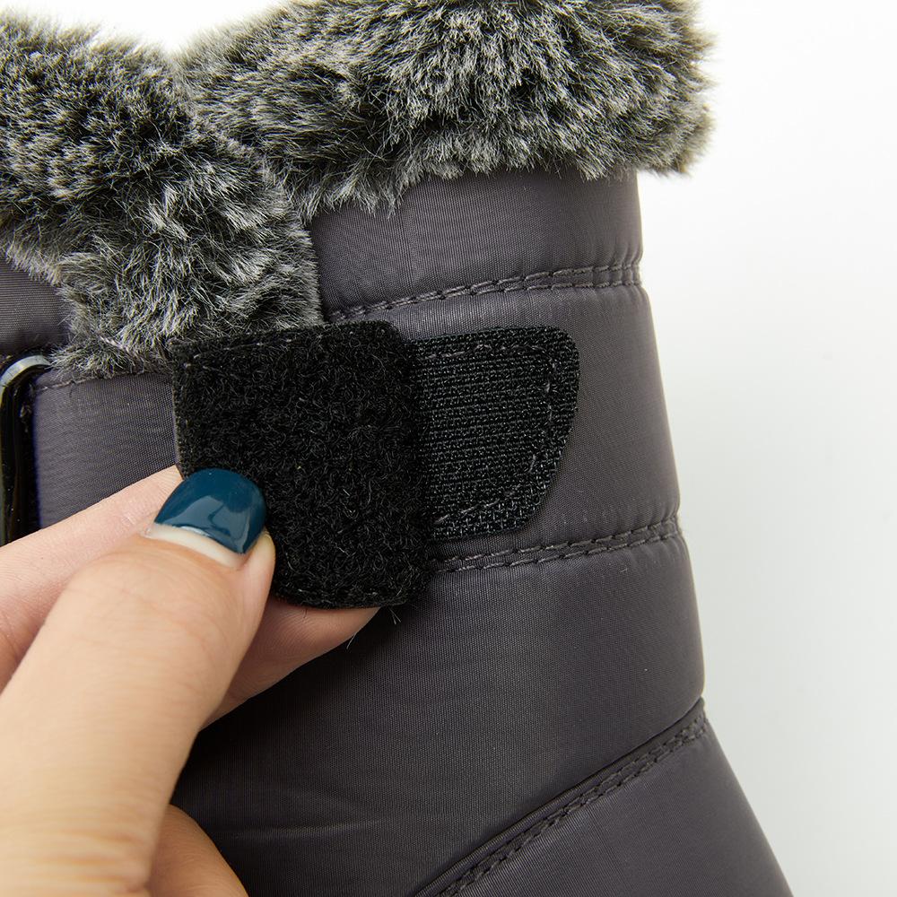 Women's Waterproof Snow Boots - Fuzzy Winter Boots with Hook & Loop Closure | Warm Non-Slip Black Fur Boots