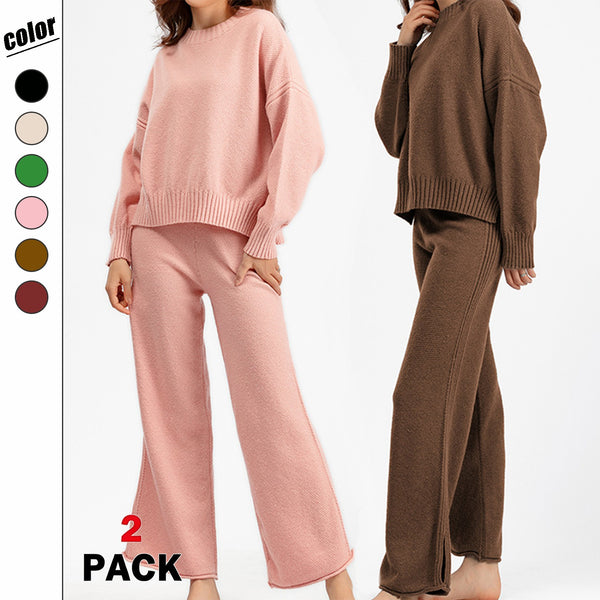 Women's 2 Piece Lounge Set, Soft Knit Sweater & Jogger Pants