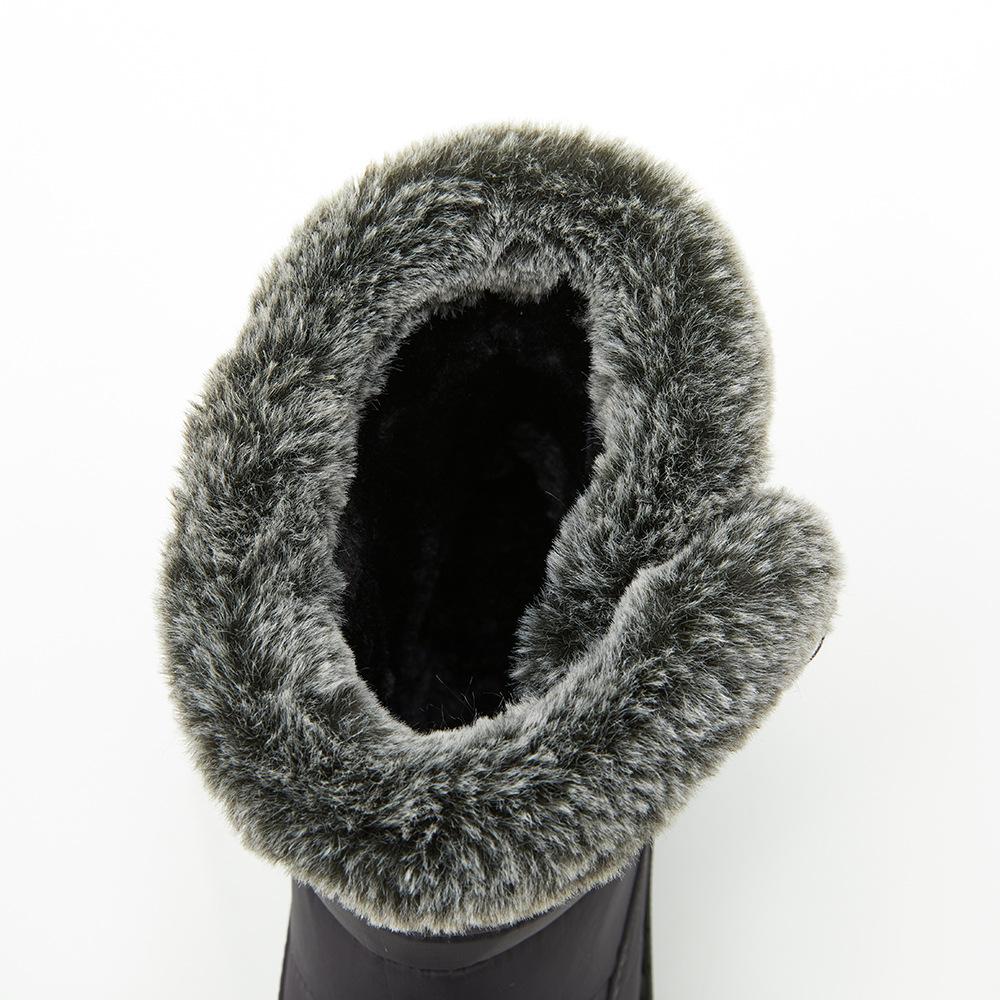 Women's Waterproof Snow Boots - Fuzzy Winter Boots with Hook & Loop Closure | Warm Non-Slip Black Fur Boots