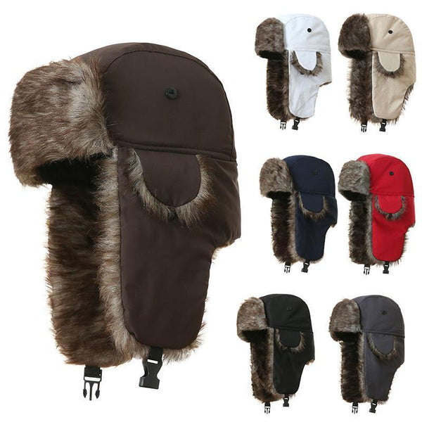 Unisex Trapper Hat for Extreme Cold – Windproof Waterproof Aviator Ski Hat with Faux Fur