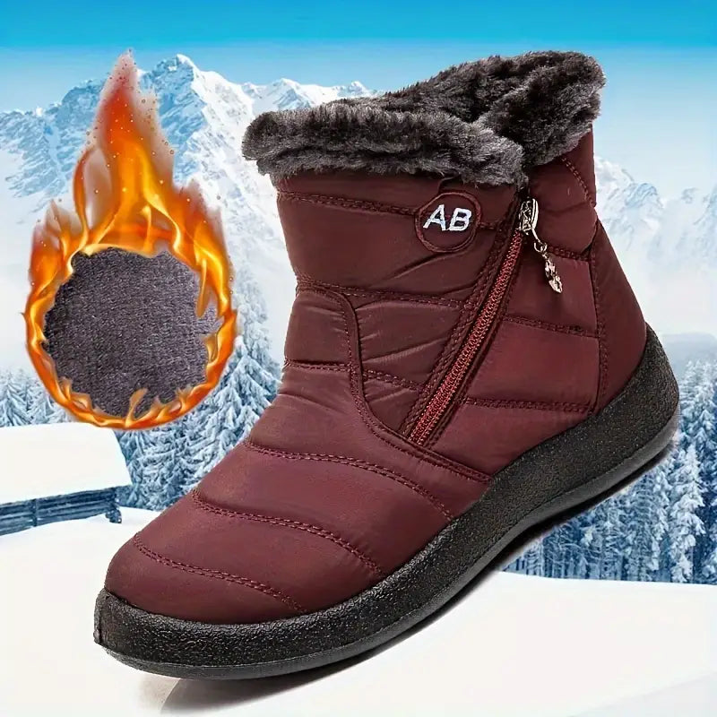 Women's Waterproof Winter Boots - Fashionable Warm Snow Boots with Fur Lining, Slip-Resistant Trekking & Walking Boots