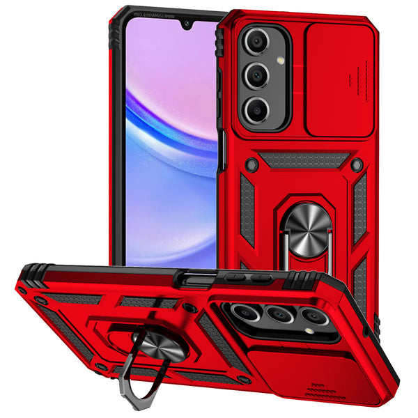 Magnetic Phone Case for Samsung S25/S24/S23/A55/A16/A15/A05 - with Slide Camera Cover & Detachable Ring Holder