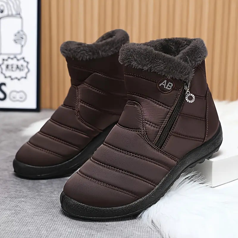 Women's Waterproof Winter Boots - Fashionable Warm Snow Boots with Fur Lining, Slip-Resistant Trekking & Walking Boots