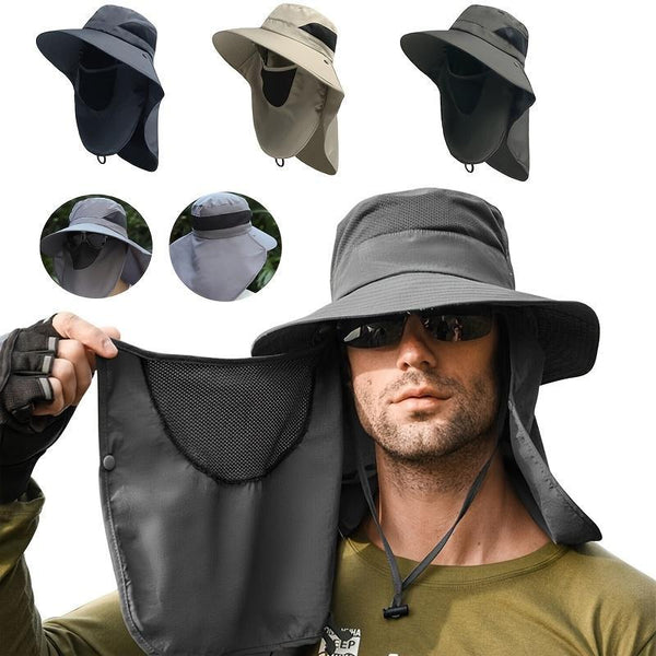 UPF 50+ Wide Brim Sun Hat 2 Pack for Men Women – Detachable Neck Flap Face Cover