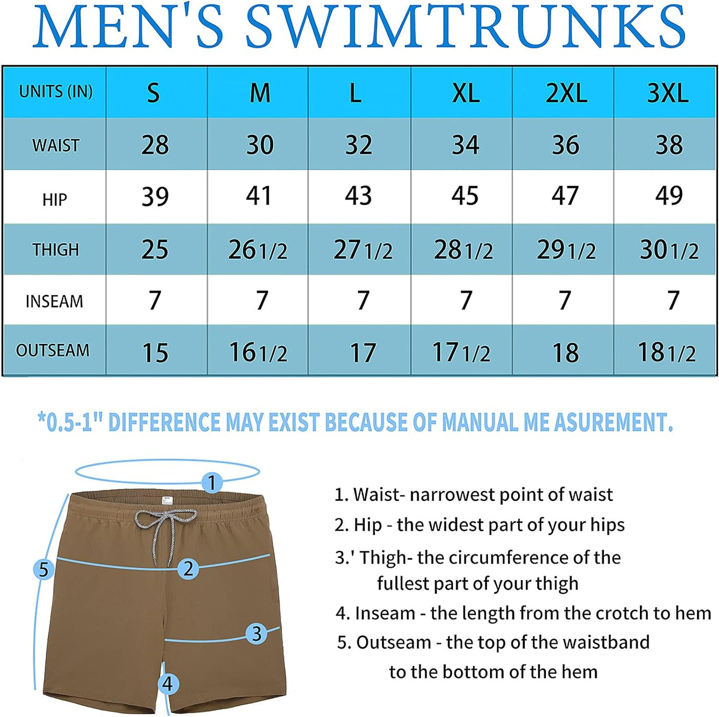 Mens Swim Trunks Quick Dry Beach Shorts Mesh Lining Swimwear Bathing Suits with Pockets