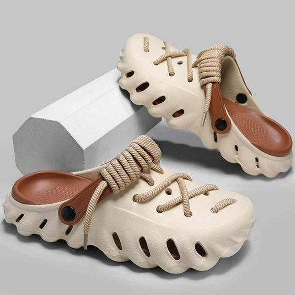 Minimalist Clogs - Unisex Lace-Up Slippers, Non-Slip Indoor/Outdoor Shoes
