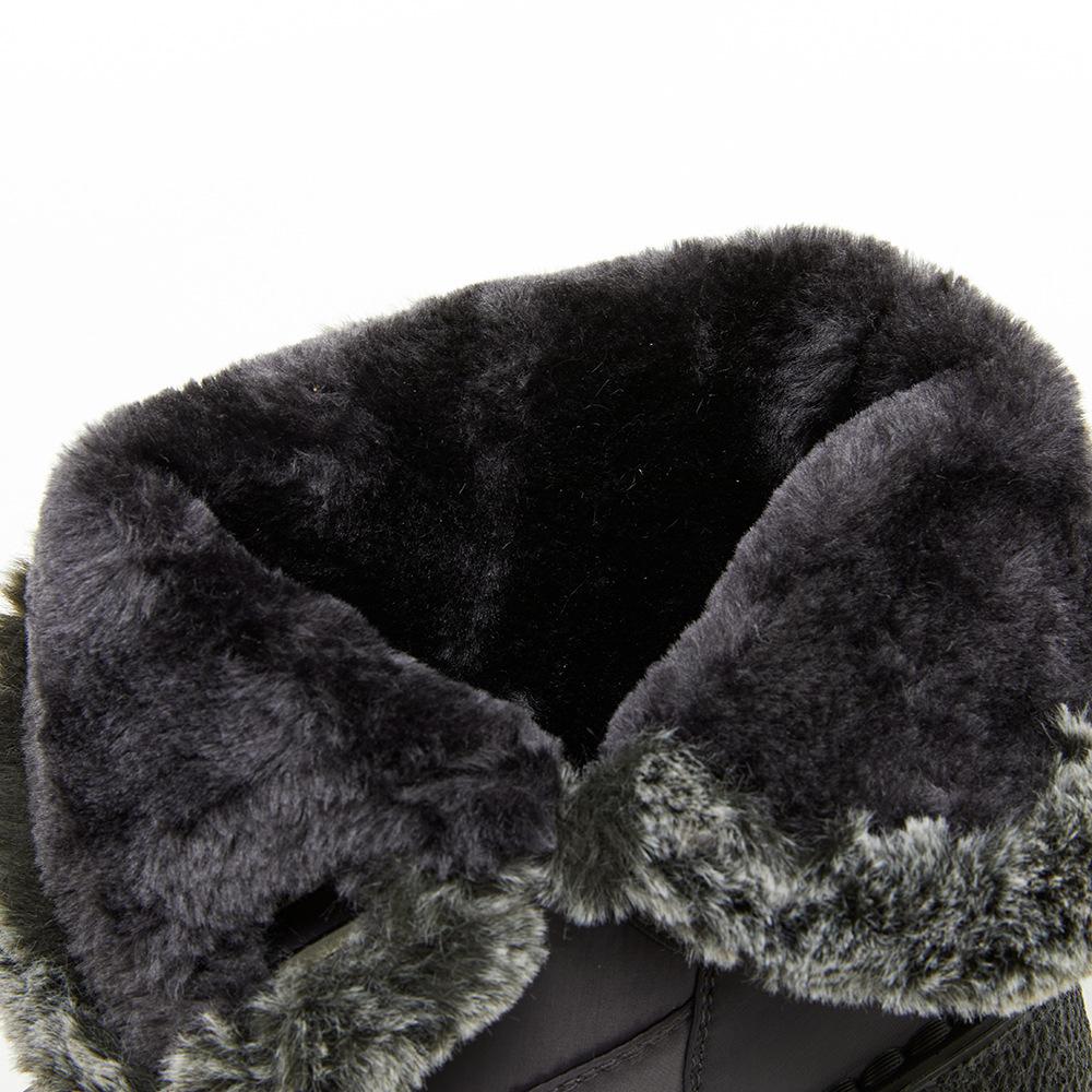 Women's Waterproof Snow Boots - Fuzzy Winter Boots with Hook & Loop Closure | Warm Non-Slip Black Fur Boots