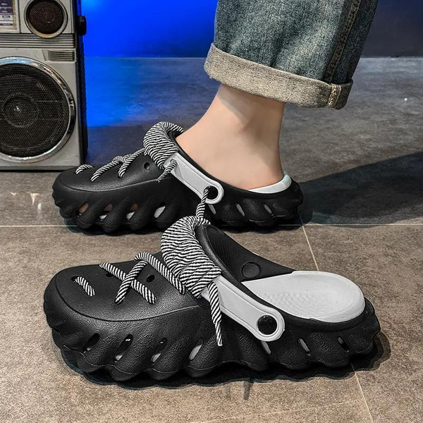 Minimalist Clogs - Unisex Lace-Up Slippers, Non-Slip Indoor/Outdoor Shoes