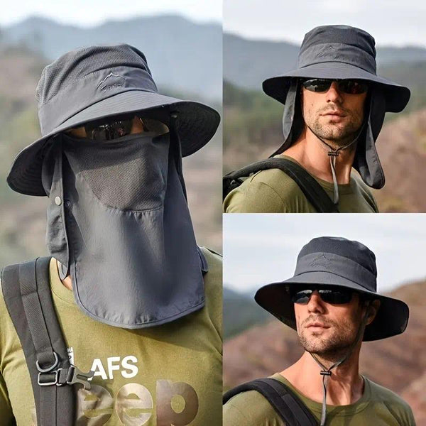 UPF 50+ Wide Brim Sun Hat 2 Pack for Men Women – Detachable Neck Flap Face Cover