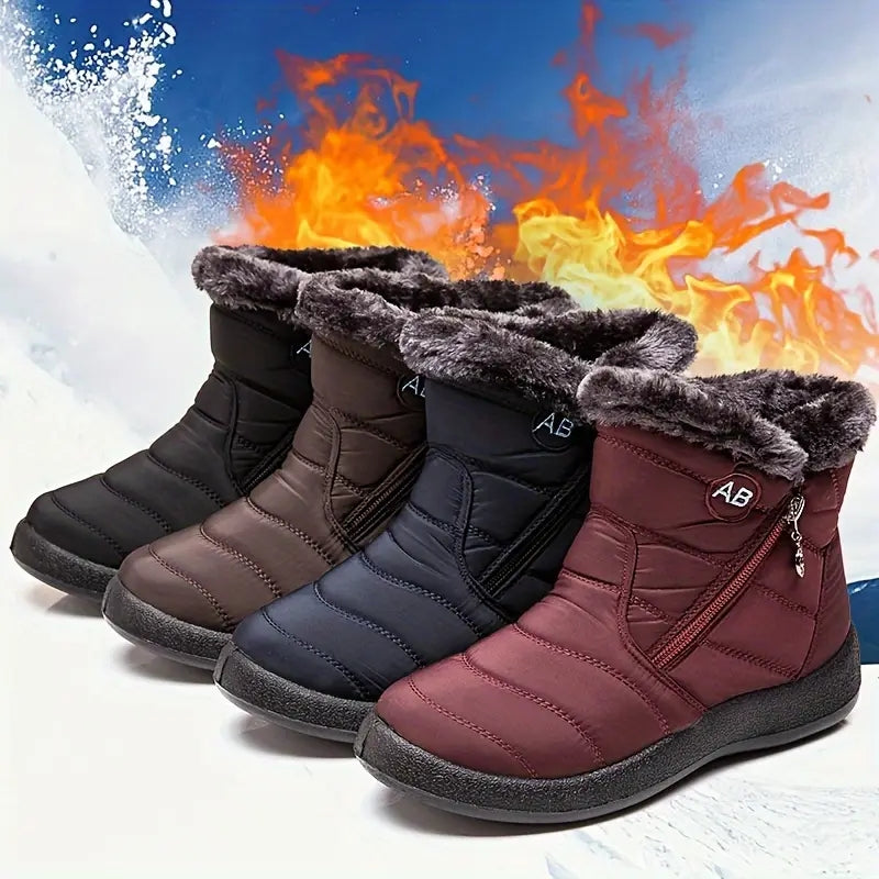 Women's Waterproof Winter Boots - Fashionable Warm Snow Boots with Fur Lining, Slip-Resistant Trekking & Walking Boots