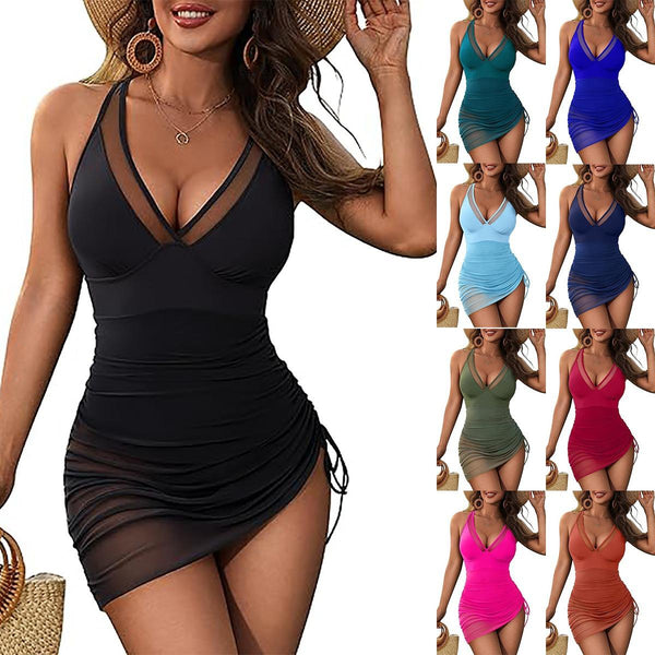 Tummy Control Swim Dress - Slimming One Piece Swimsuit for Women, Beach & Pool