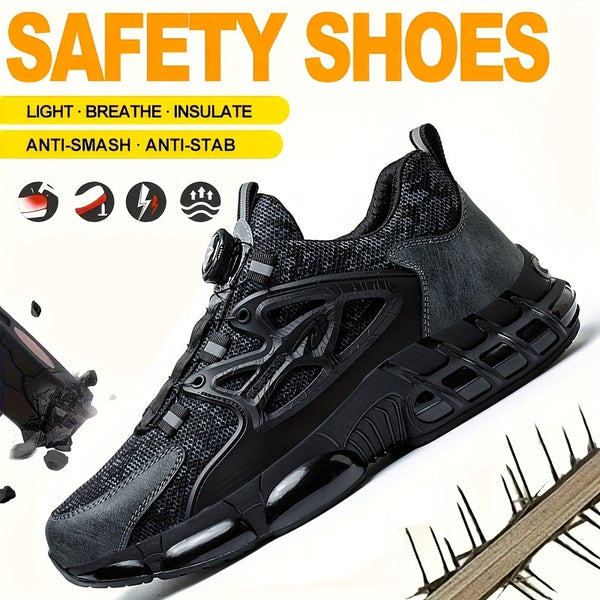Breathable Safety Sneakers - Anti-Smash, Puncture Resistant & No-Tie Lacing Shoes
