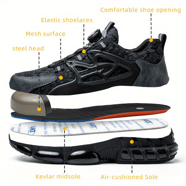 Steel Toe Work Shoes - Cut-Resistant, Breathable & Anti-Slip for Men