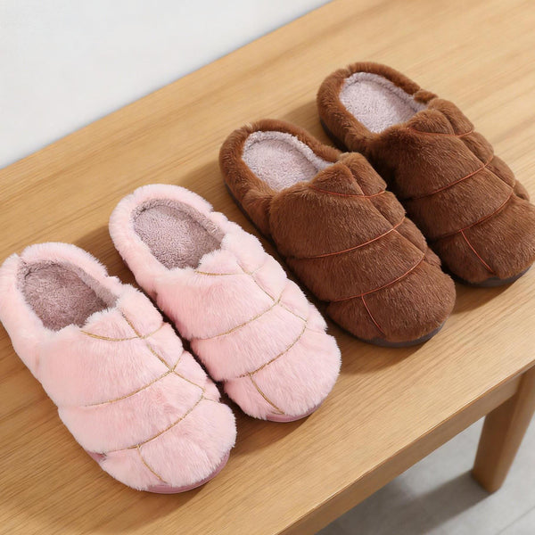 Women's Fuzzy Plush Slippers - Cozy Non-Slip House Sandals for Winter