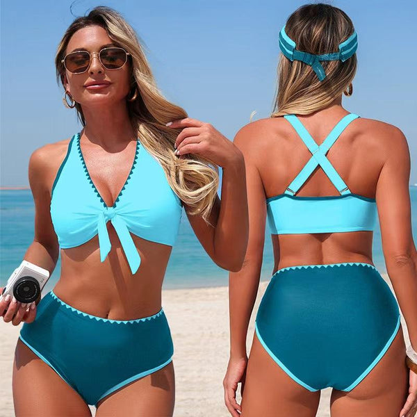 Wireless Padded Bikini Set - Split Swimsuit, Stretchy & Comfortable Beachwear