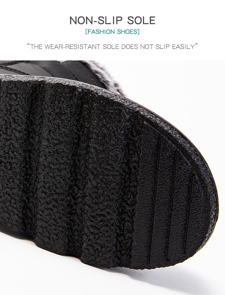 Women's Waterproof Snow Boots - Fuzzy Winter Boots with Hook & Loop Closure | Warm Non-Slip Black Fur Boots