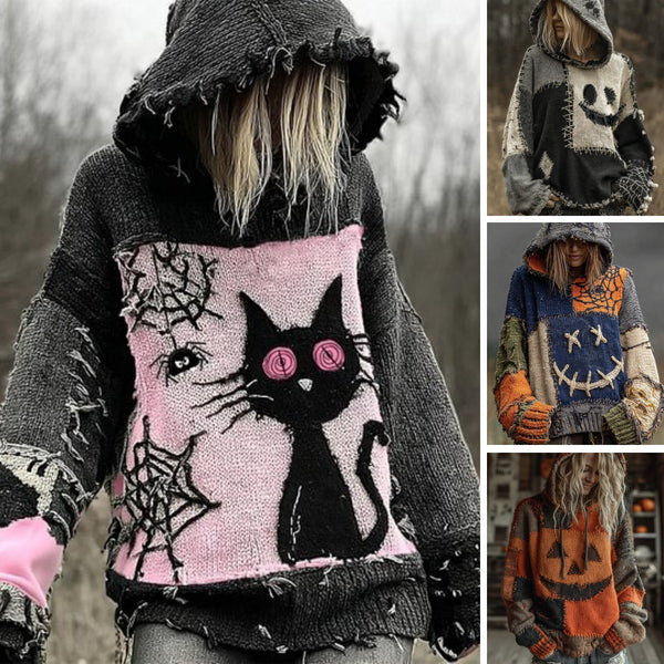 Women's Faux Fur Sweater – Cozy Fuzzy Pullover for Halloween & Fall