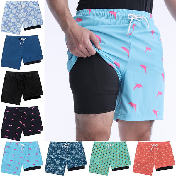 Men's Quick Dry Swim Trunks - 3D Printed Breathable Beach Shorts for Surfing & Vacation