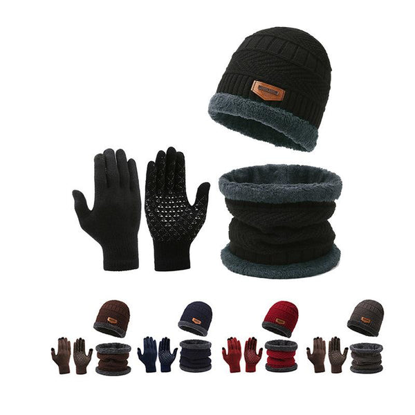 Winter Hat and Scarf Set for Men Women – 3 in 1 Warm Knit Beanie Gloves Matching Set
