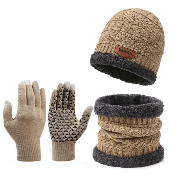 Winter Hat and Scarf Set for Men Women – 3 in 1 Warm Knit Beanie Gloves Matching Set