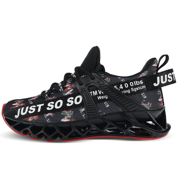 Just Soso Sport Running Training Walk Gym Black Athletic Shoeswith White Accents JUST SO SO Mens Black Running Walking Athletic Sports Shoes  main image 2